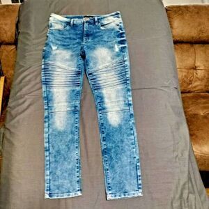 SOUTHPOLE Jeans Women Skinny 30/30‎ Light Stone Washed Distressed Throwback Y2K